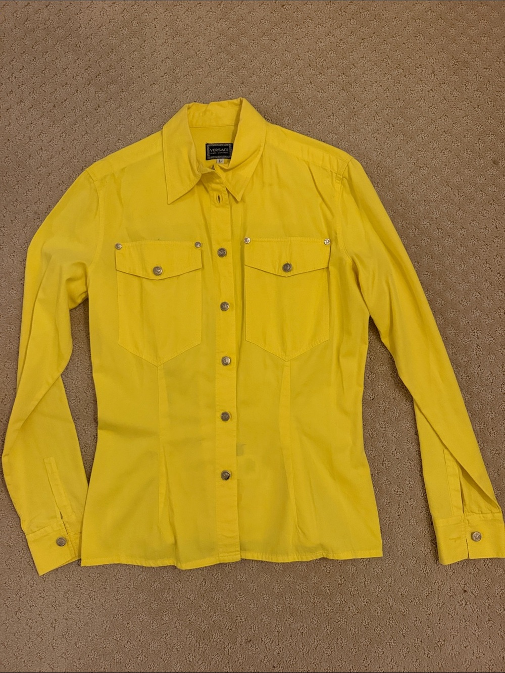 Versace Yellow Western-Style Button Shirt Jacket